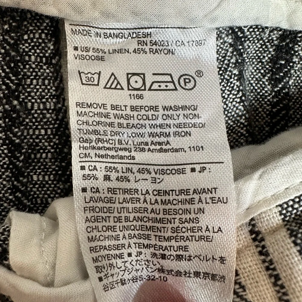 Banana Republic Linen Blend Paperbag Pants in Black Stripes Size 2